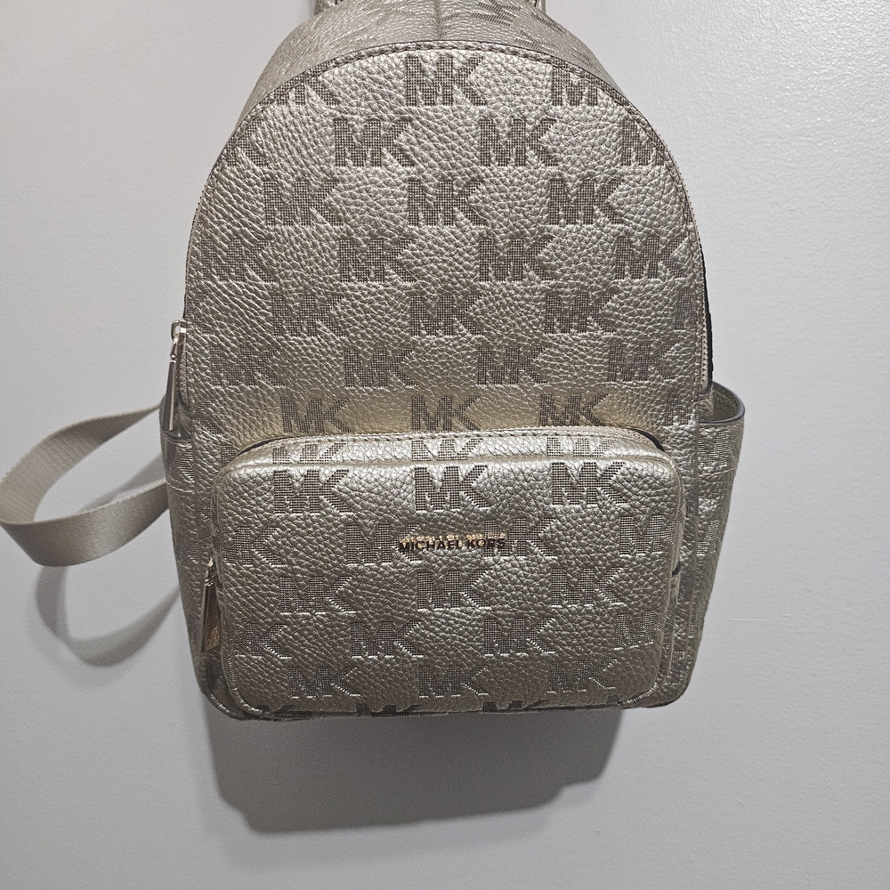 Michael Kors Metallic Gold Logo Backpack